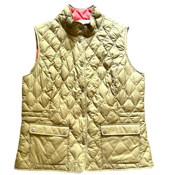 Eddie Bauer Jackets & Blazers - Eddie Bauer Down Quilted Vest Women’s Large Tan Orange Reversible Lightweight